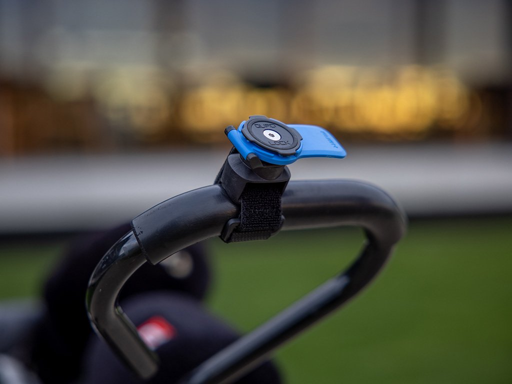 smartphone mount on golf buggy