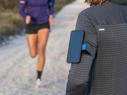 close up of quad lock running armband on arm