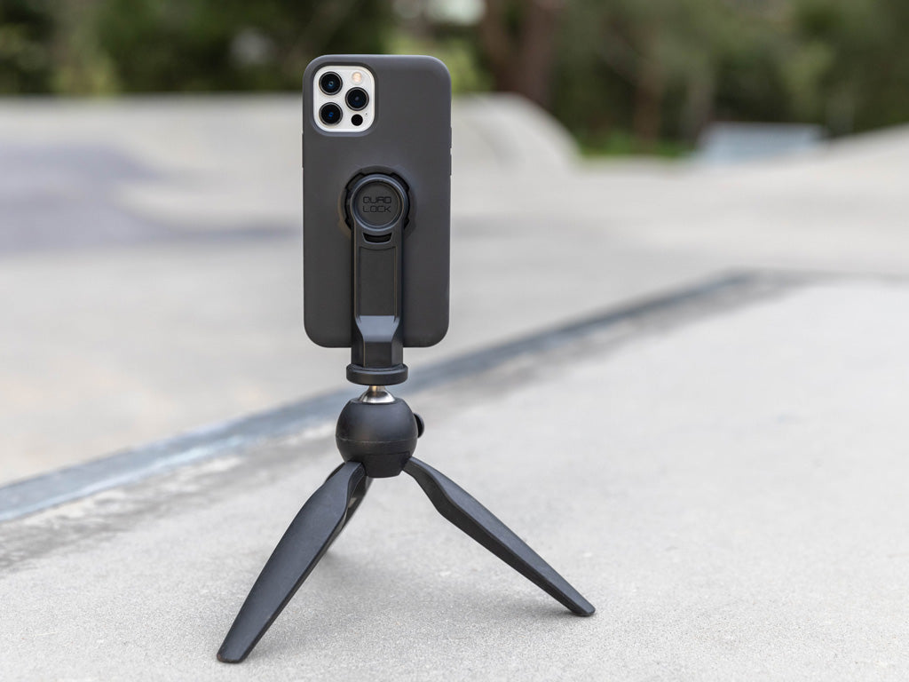 quad lock tripod adaptor with iphone 12 pro attached