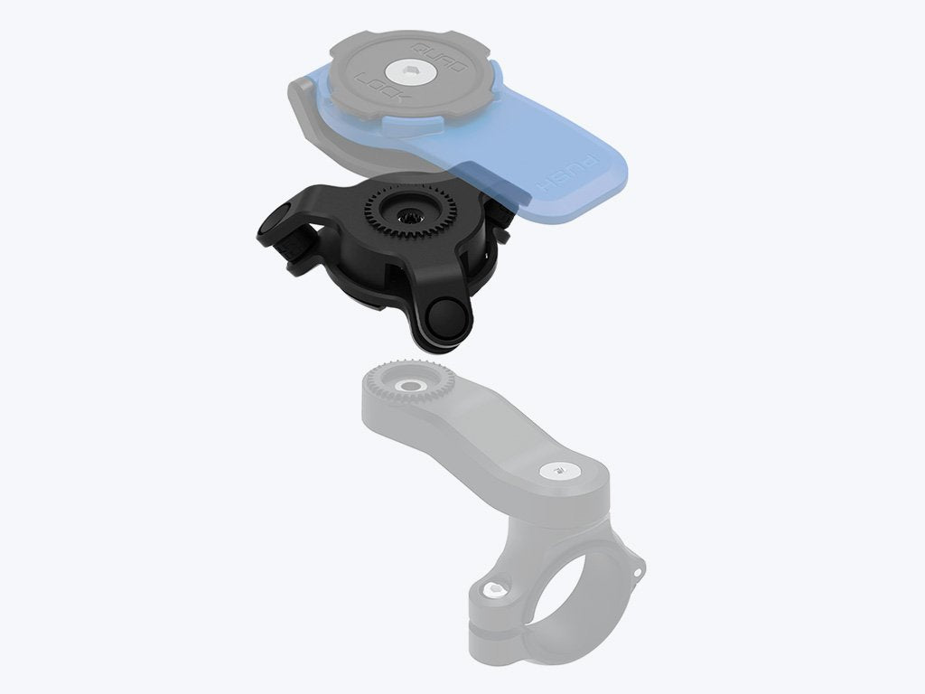quad lock vibration dampener integrates with motorcycle mount